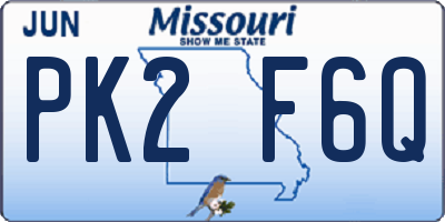 MO license plate PK2F6Q