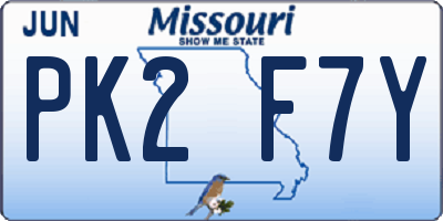 MO license plate PK2F7Y