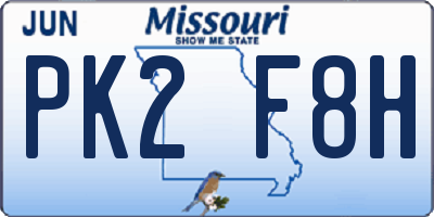 MO license plate PK2F8H