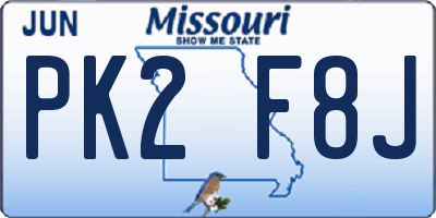 MO license plate PK2F8J