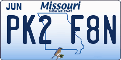 MO license plate PK2F8N