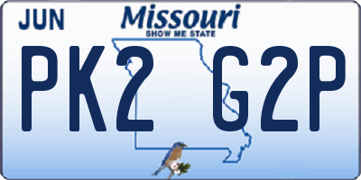 MO license plate PK2G2P