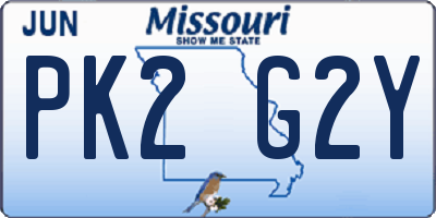 MO license plate PK2G2Y