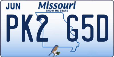 MO license plate PK2G5D