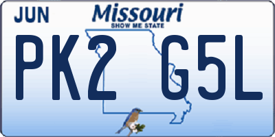 MO license plate PK2G5L