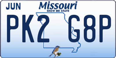 MO license plate PK2G8P