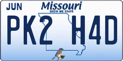 MO license plate PK2H4D