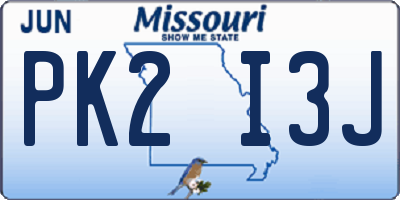 MO license plate PK2I3J