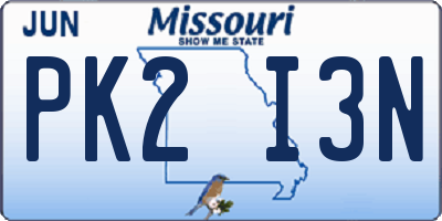 MO license plate PK2I3N