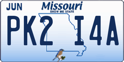 MO license plate PK2I4A