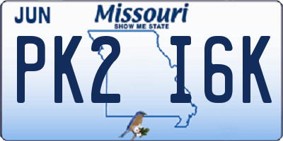 MO license plate PK2I6K