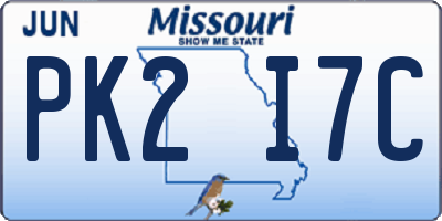 MO license plate PK2I7C