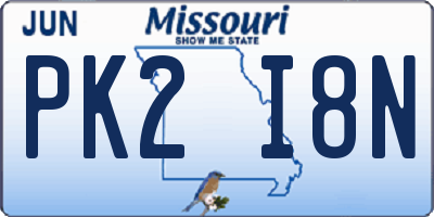 MO license plate PK2I8N