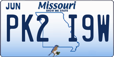 MO license plate PK2I9W