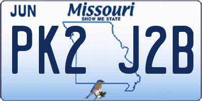 MO license plate PK2J2B