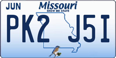 MO license plate PK2J5I