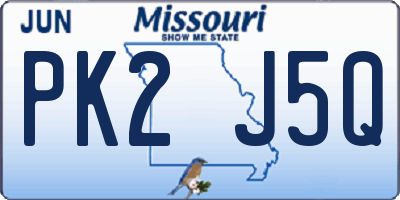 MO license plate PK2J5Q