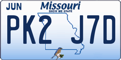MO license plate PK2J7D