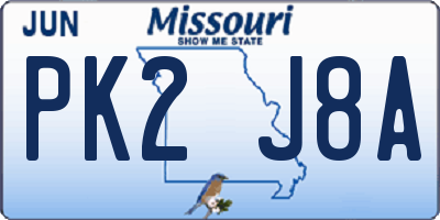 MO license plate PK2J8A