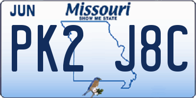MO license plate PK2J8C