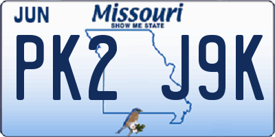 MO license plate PK2J9K