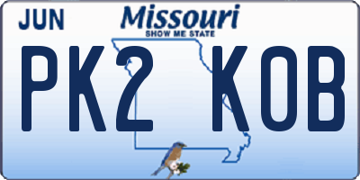MO license plate PK2K0B