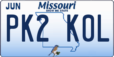 MO license plate PK2K0L