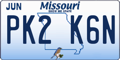 MO license plate PK2K6N