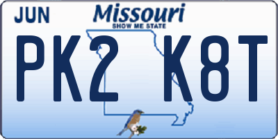 MO license plate PK2K8T