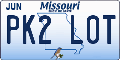 MO license plate PK2L0T