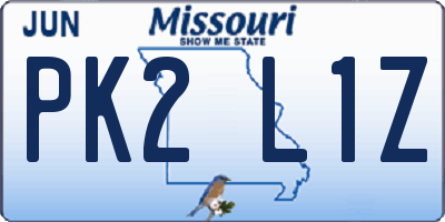 MO license plate PK2L1Z
