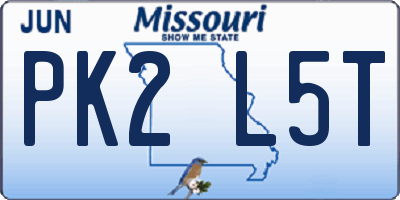 MO license plate PK2L5T