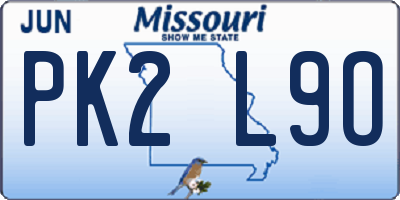 MO license plate PK2L9O