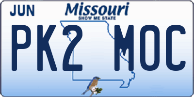 MO license plate PK2M0C