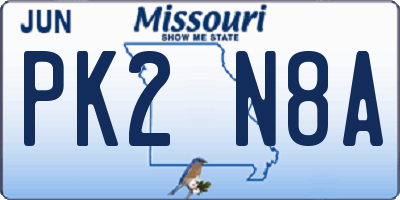 MO license plate PK2N8A