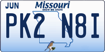 MO license plate PK2N8I