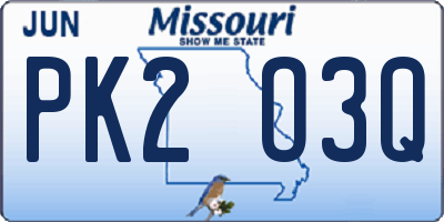 MO license plate PK2O3Q