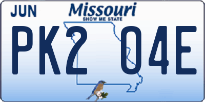 MO license plate PK2O4E