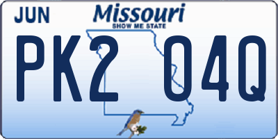 MO license plate PK2O4Q