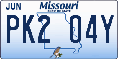 MO license plate PK2O4Y