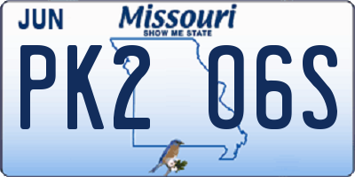 MO license plate PK2O6S