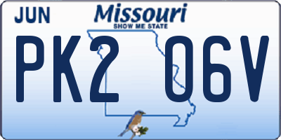 MO license plate PK2O6V