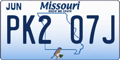 MO license plate PK2O7J
