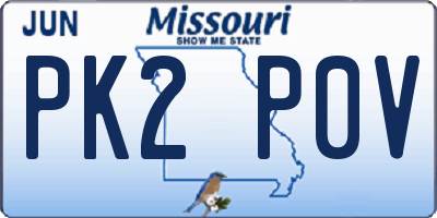 MO license plate PK2P0V