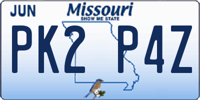 MO license plate PK2P4Z