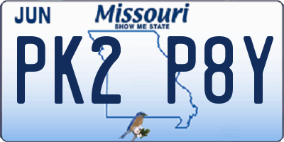 MO license plate PK2P8Y