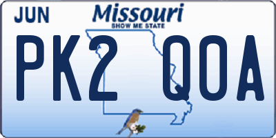 MO license plate PK2Q0A