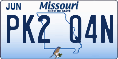 MO license plate PK2Q4N