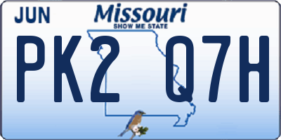 MO license plate PK2Q7H