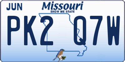 MO license plate PK2Q7W